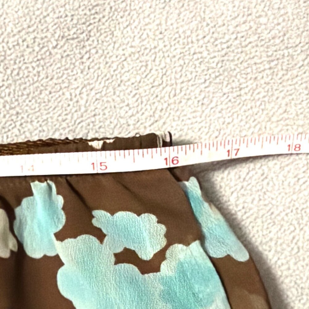 Sag Harbor Brown & Blue Floral Midi Skirt Size 10 Sheer Polyester Lined Boho - Picture 5 of 6
